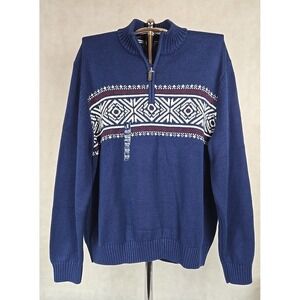 New IZOD Sweater Mens Size XL Gray Fair Isle Mock Neck Long Sleeve Pullover NWT